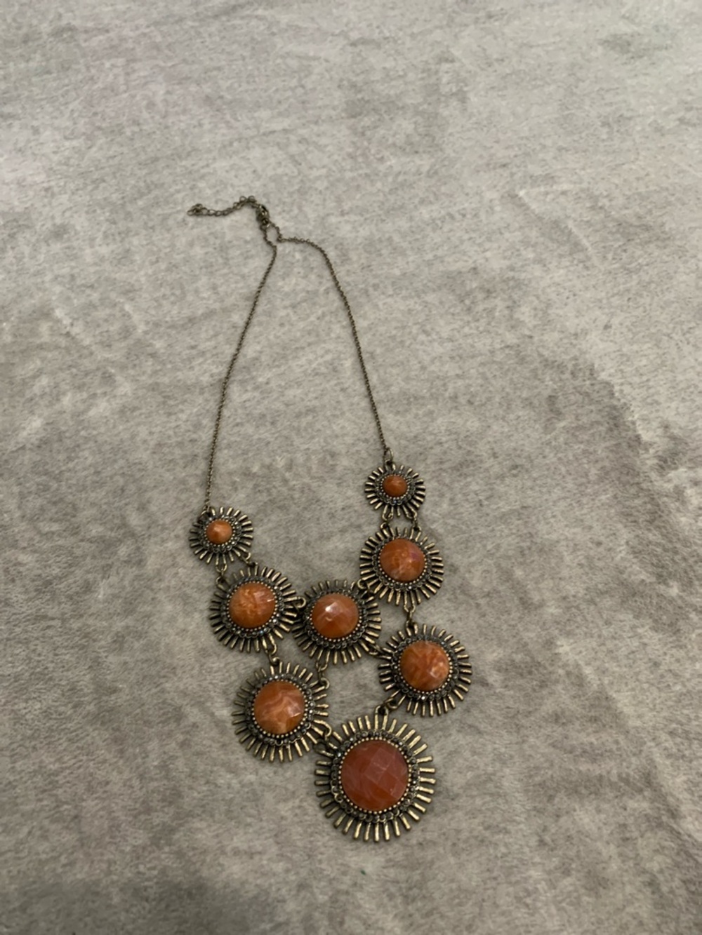 Statement Orange Sunburst Necklace - Women Jewelry